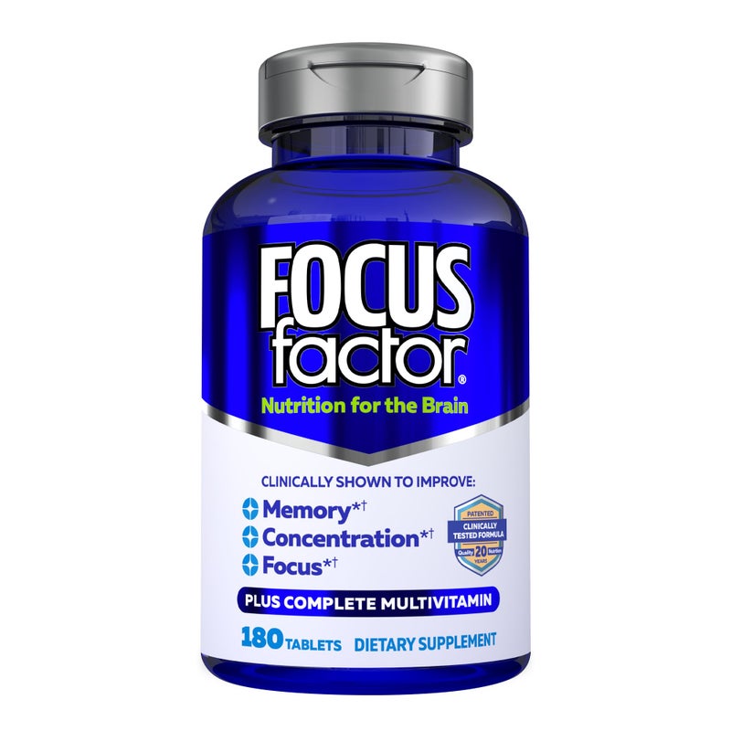 Focus Factor Brain Supplement Multivitamin Improve Memory and Clarity Boost Concentration Neuro Energy Learning Reasoning for Men and Women 180 Tablets - Image 1